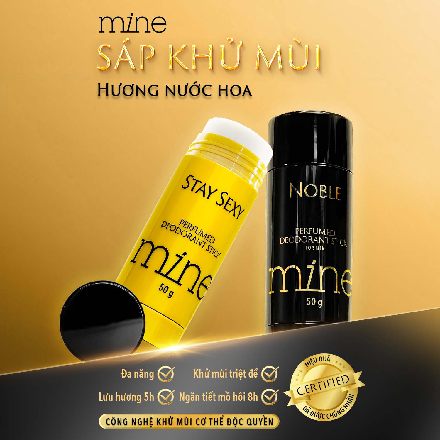 Sáp khử mùi Mine perfumed deodorant stick for men Noble 50g